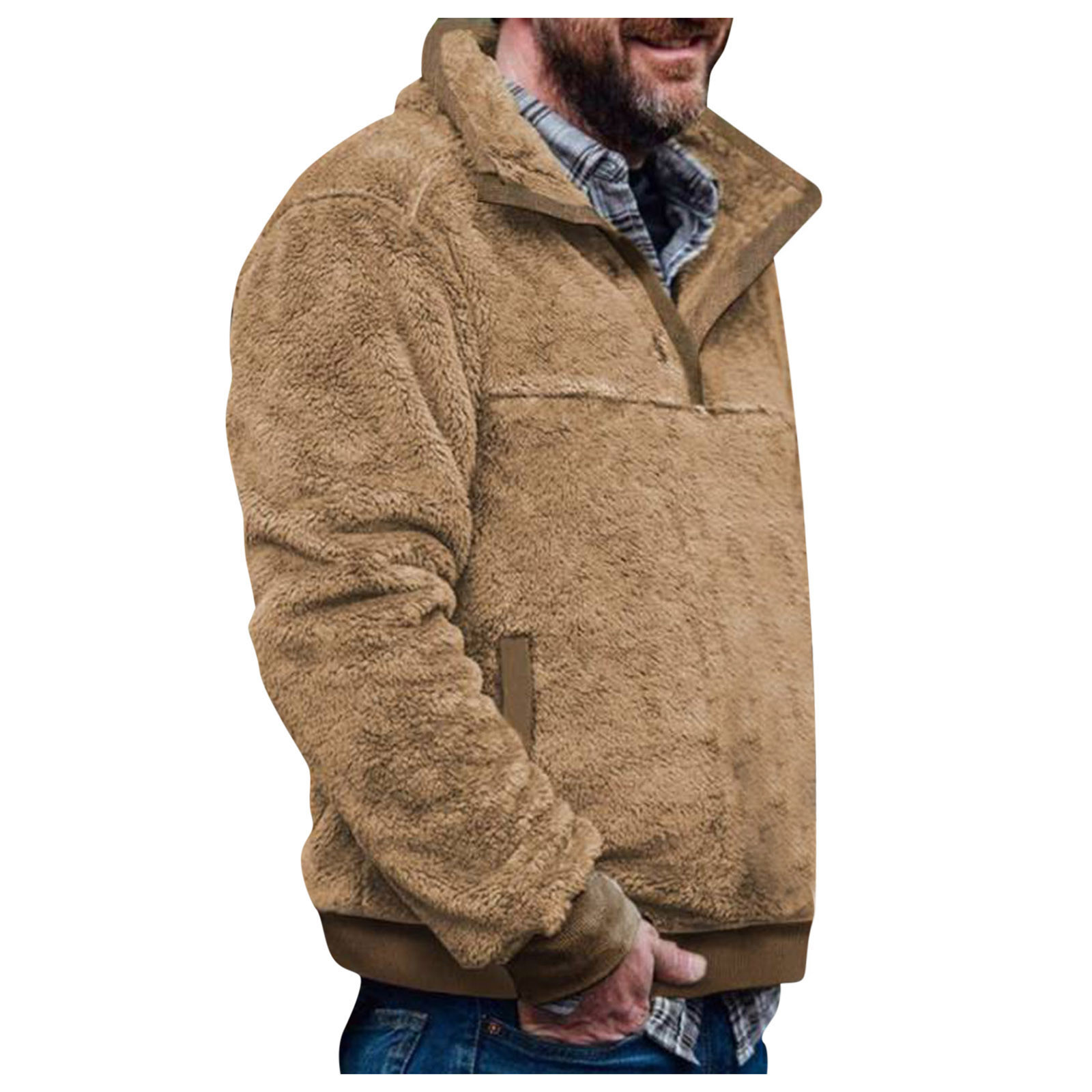 Fleece Coat Pullover Button Sweater 