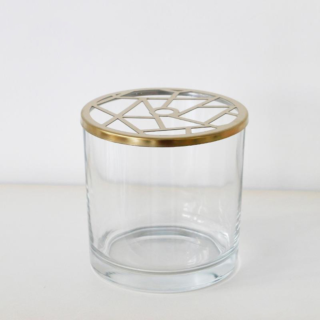 Clear Glass Flower Vase Floral Arrangement Garden Vases with Irregular Lid