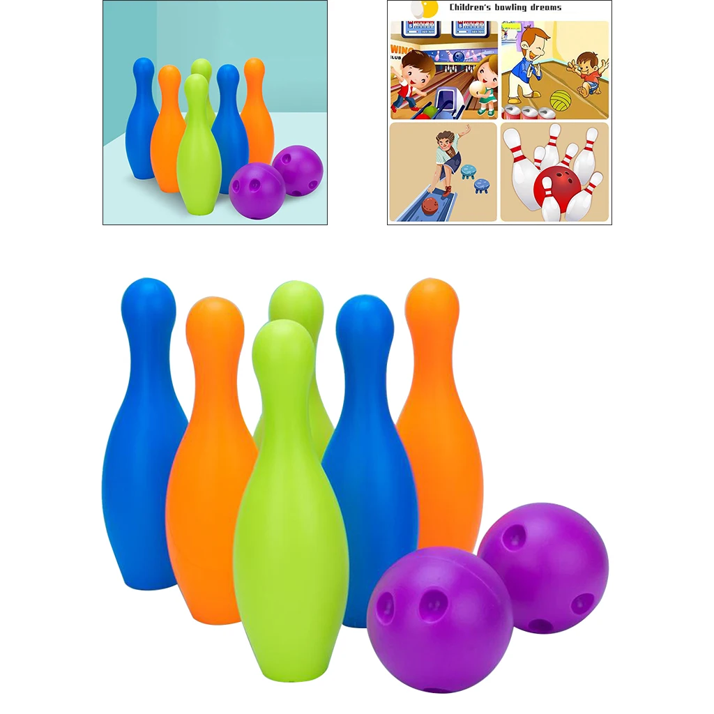 Multi-Color Plastic Bowling Balls Playset for Kids Ages 3+ School-age Child Toy Games
