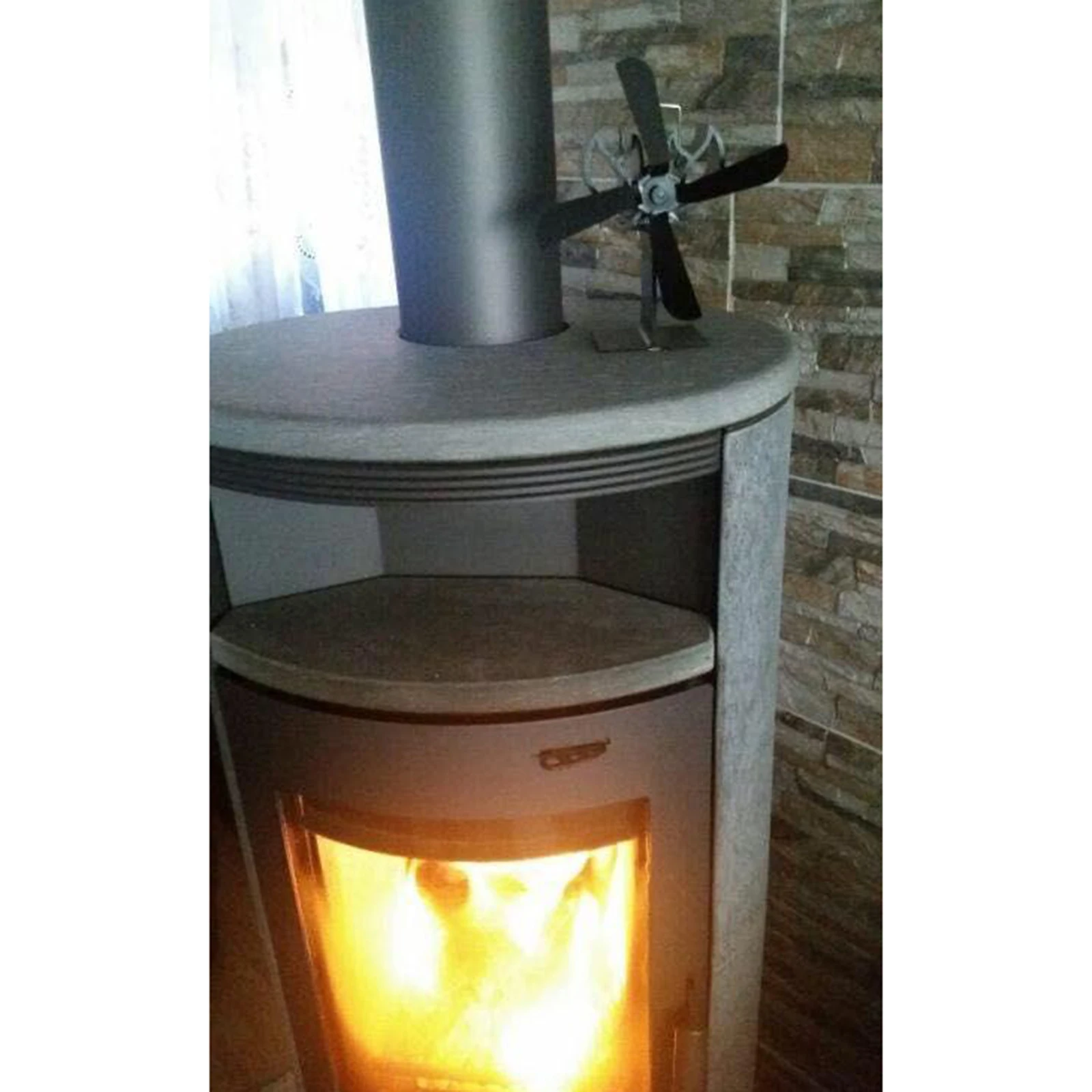  Powered Stove Fan Wood Log Burner Fireplace 4 Blade Safe And Eco Friendly