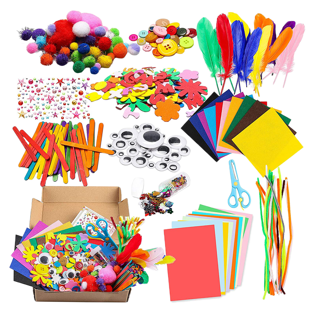 DIY Craft Toy Sticks Plush Stick Pom Poms for Toddlers Age 4 5 6 7 8 9