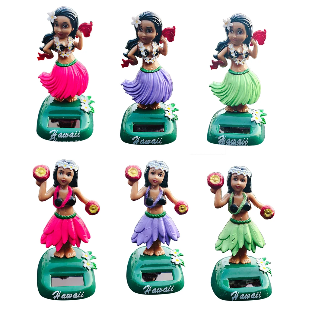 Solar Power Dancing Hawaii Girl Ornament Car Dashboard Toy Home Office Decor Figurines Model Statue Pink Dancer Girl