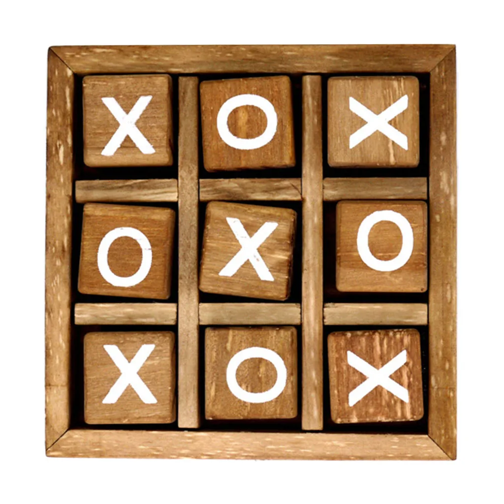 Wooden Board Games Tic Tac Toe XO Fun Family Games to Play in Box Strategy Board