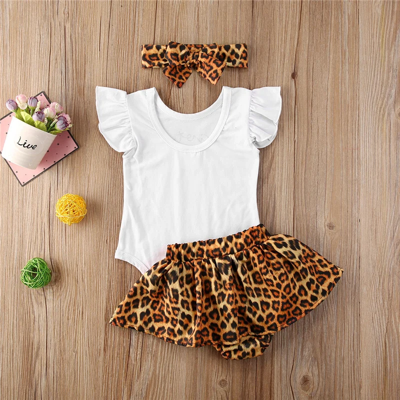 Baby Clothing Set classic Ma&Baby 0-24M Summer Newborn Baby Girl Clothes Set Leopard Outfits Set Letter Bodysuit+Shorts+Headband Cute Baby Clothes D35 baby girl cotton clothing set
