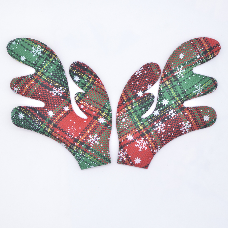 5Sets 85*120mm Gepolsterte Weihnachten Tuch Geweih Applikation für DIY Hut Kopfbedeckung Kopf Schnalle Haarnadel Zubehör wohnkultur Handwerk – Detail 3