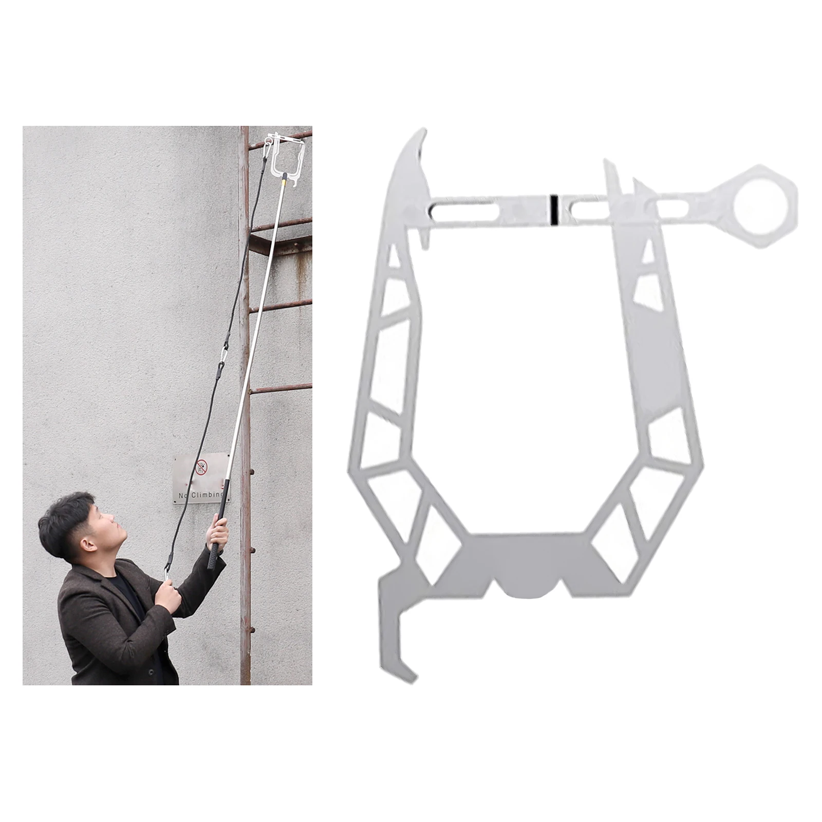 Multi-Purpose U Type Metal Telescopic Boat Hook Dock Hook Long-Distance Threader for Grabbing Gear Bags