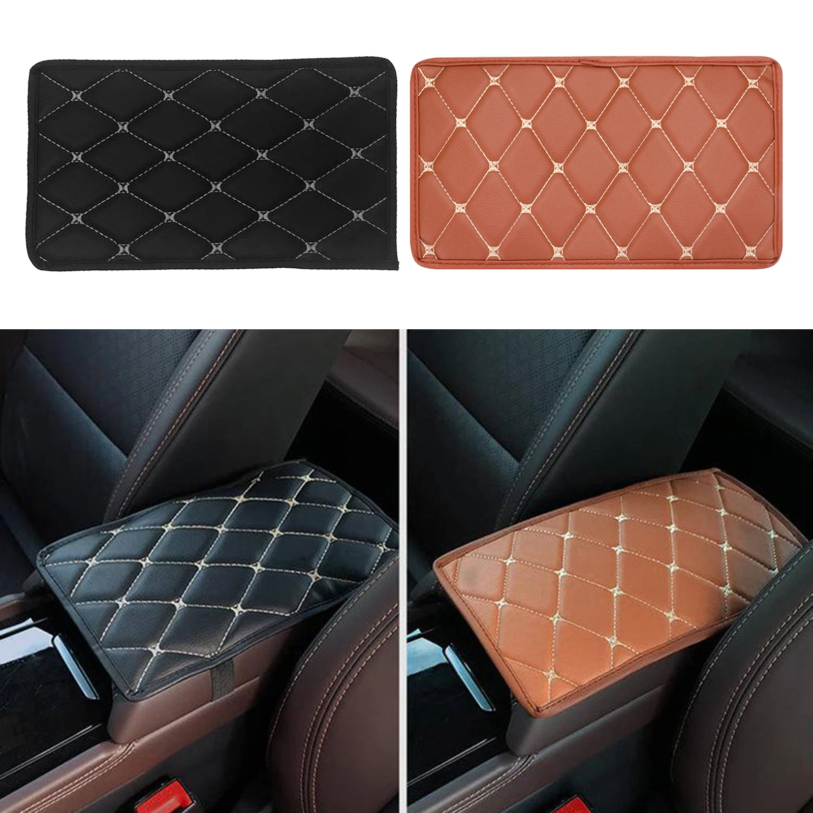 Auto Center Console Pad, Universal PU Leather Car Armrest Cover, Compatible with Most Car