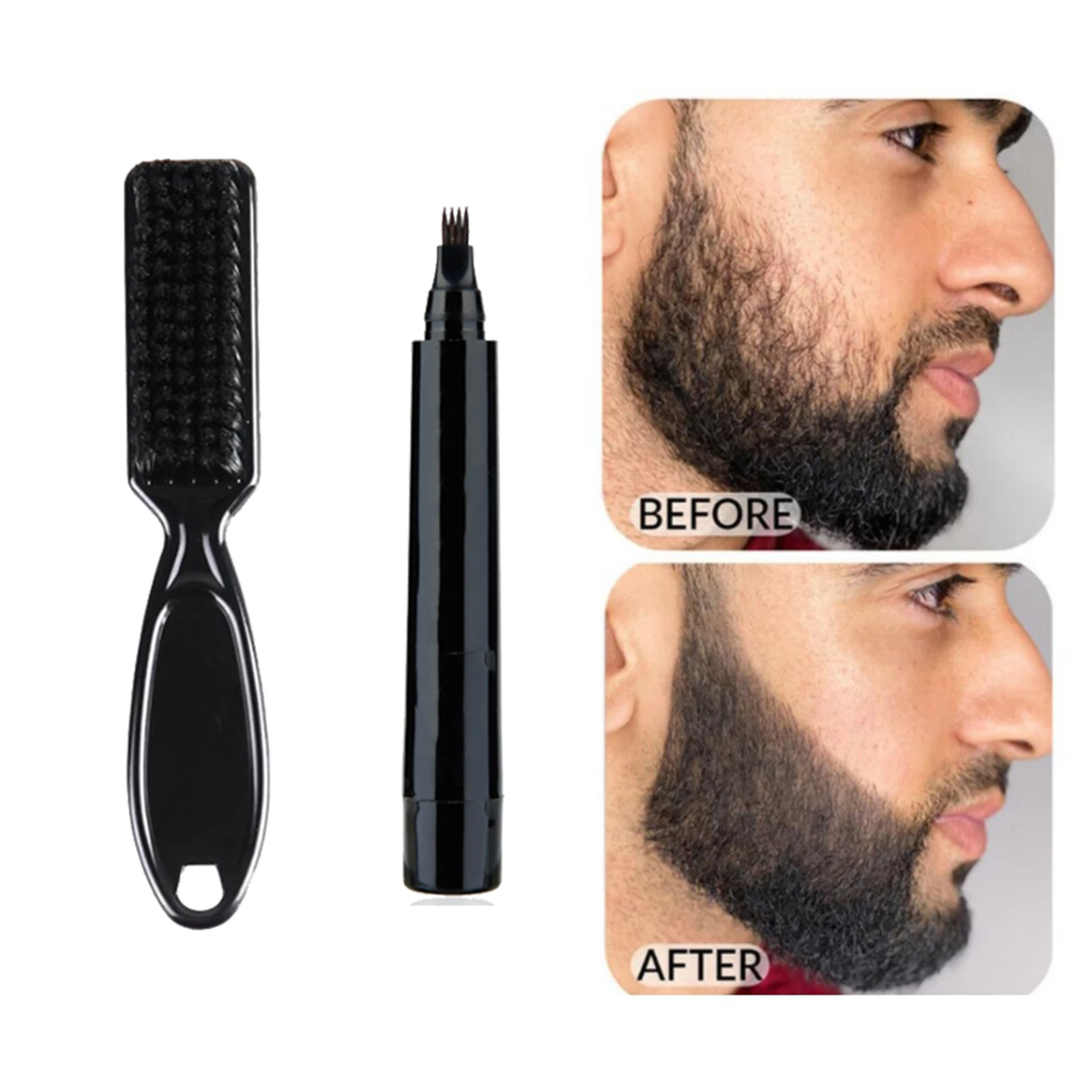 Mustache Beard Pencil Filler Beard Brush For Men Sweat Proof Contoured Beard