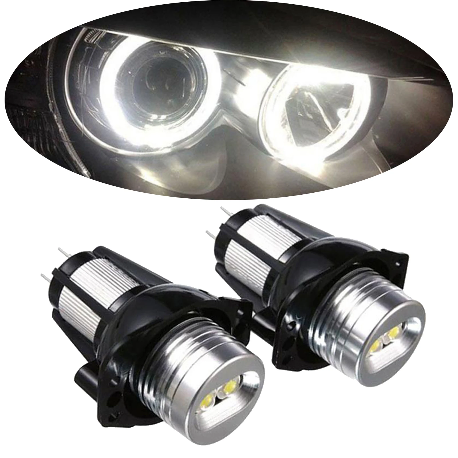 2Pcs High Power Angel Eyes Light Bulb, 12W 12V 6000K, Compatible with  E90 E91 05-08 Replace Parts Accessories