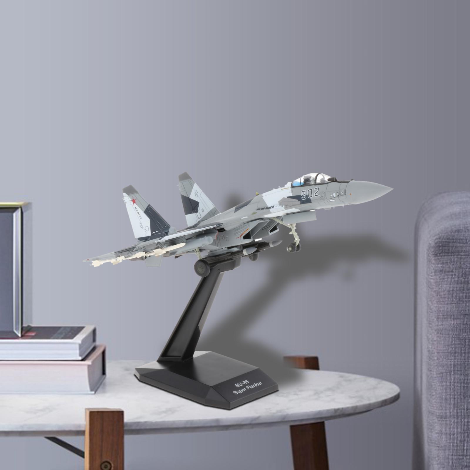 1/100 Scale Sukhoi Su-35 Fighter Helicopter Alloy Army Model Plane w/ Dispaly Stand Decoration