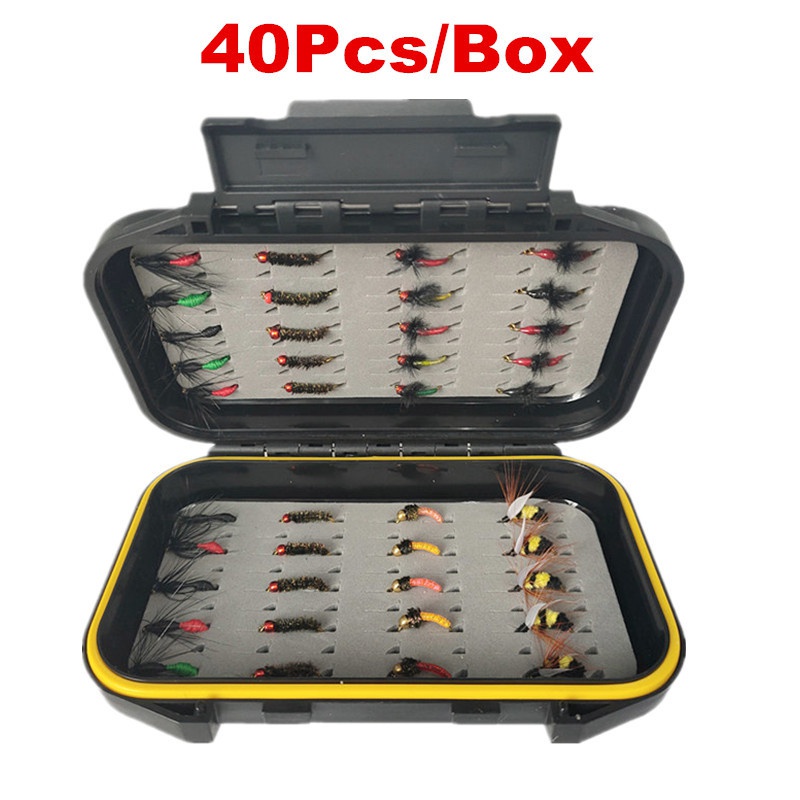 40/78/126 Teile/schachtel Gemischte Stile Fliegenfischen Köder Nass/Trocken Nymphe Künstliche Fliegen Köder Pesca Tackle Forelle karpfen Kit – Detail 5