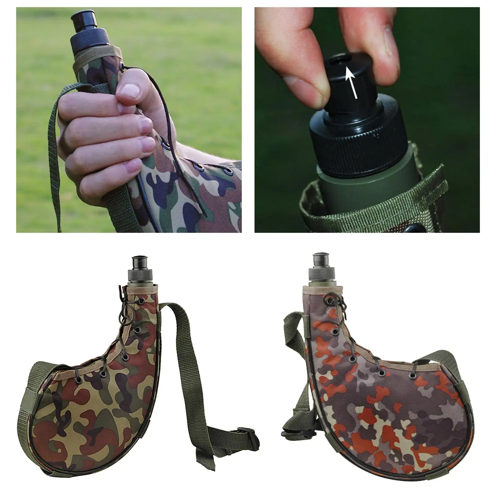 Portable Leakproof Outdoor Molle Water Bottle Camping Flask Kettle for Running Hiking Cycling Adventure Hunting