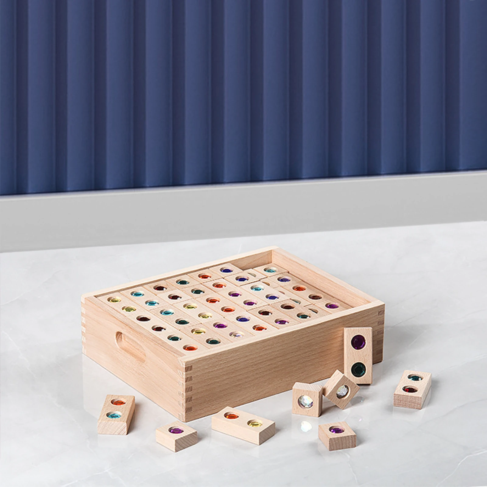 Montessori Wooden Stacking Blocks Baby Age 4-8 Years Colorful Gems Blocks Preschool Learning Educational Puzzle Toy