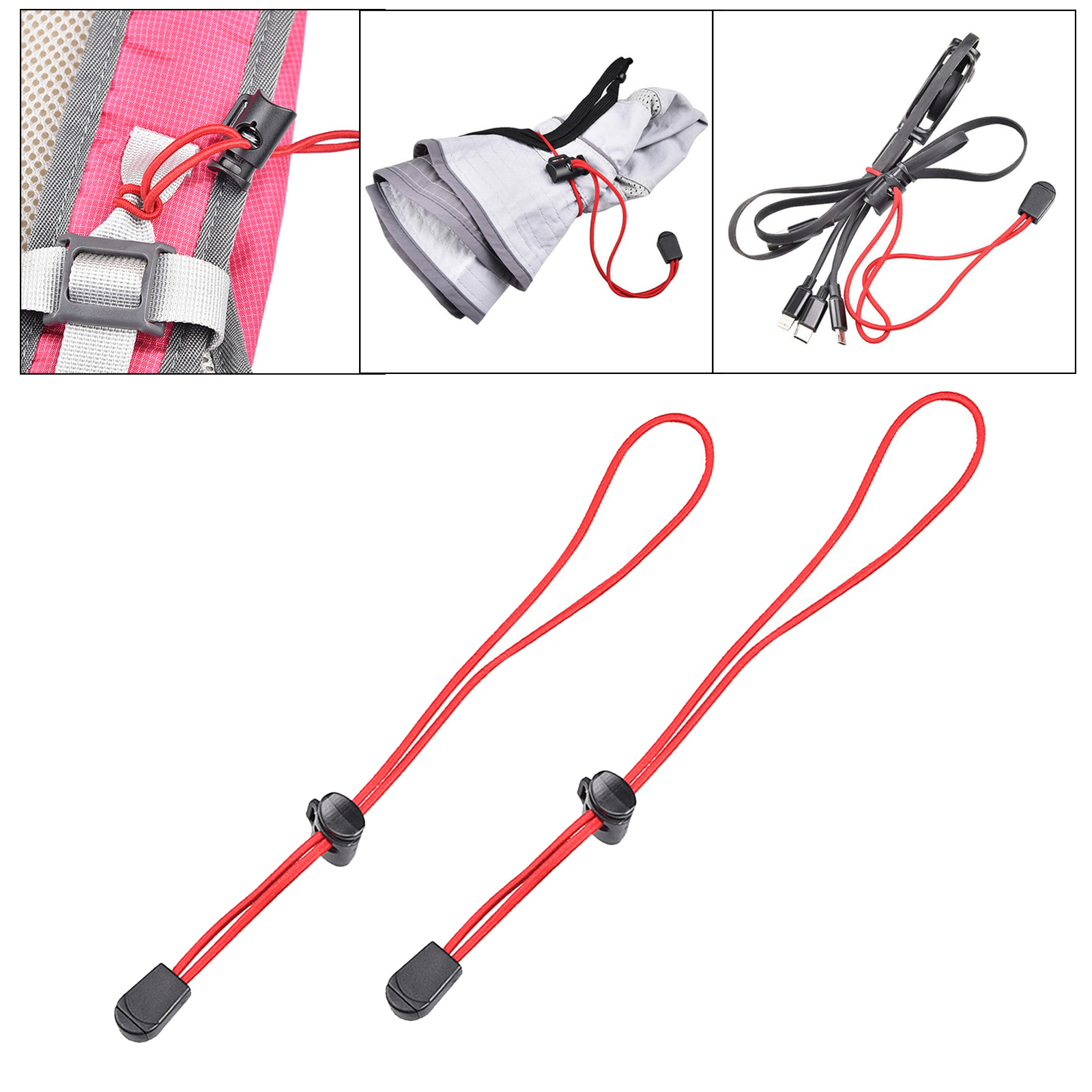 2pcs Adjustable Durable Elastic Cord 26cm Camping Hiking Walking Sticks Trekking Pole Tie Downs Holder 10'' Elastic Rope
