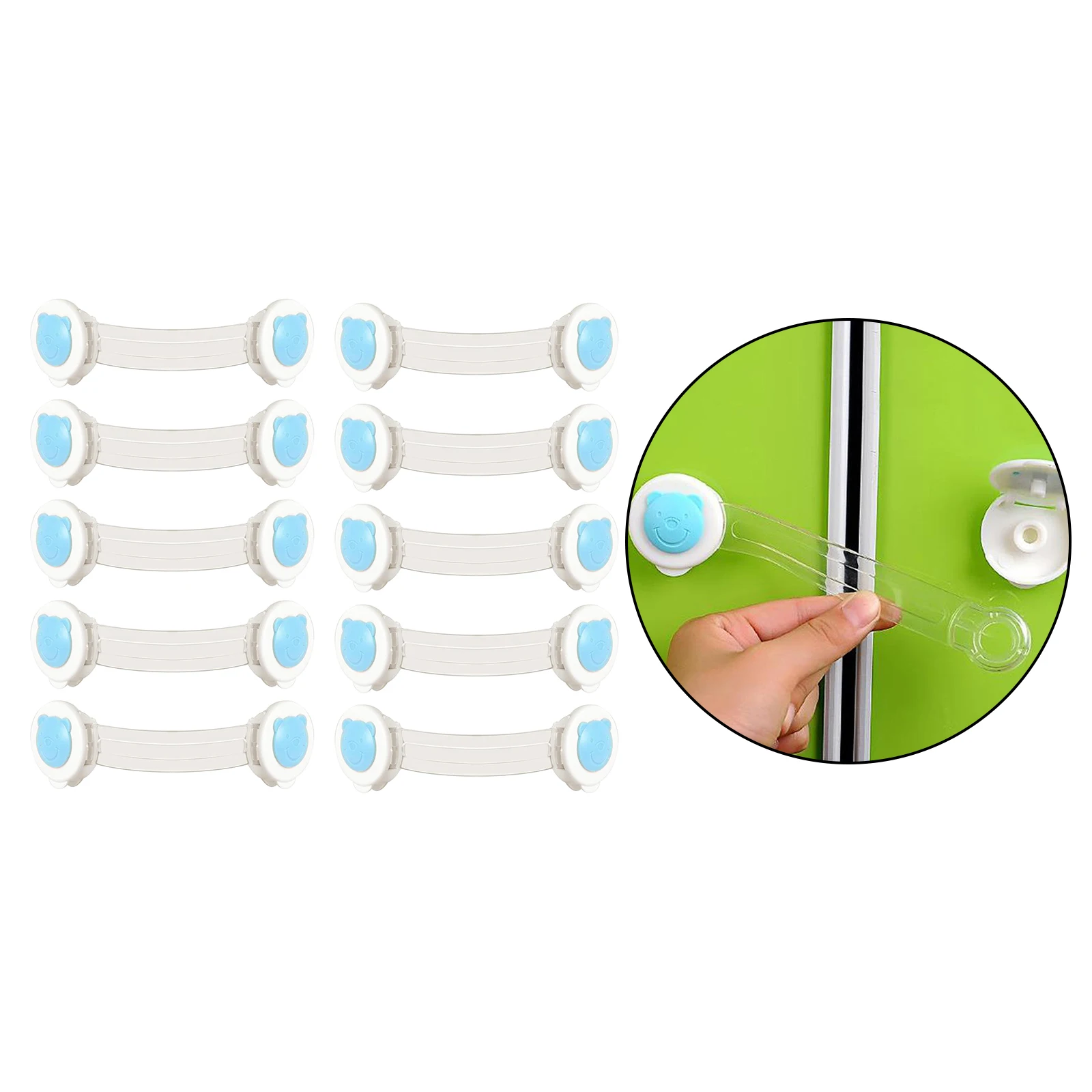 10x Safety Strap Locks Child Baby Locks for Cabinets Drawers Toilet Fridge Easy to Install No Drilling Required