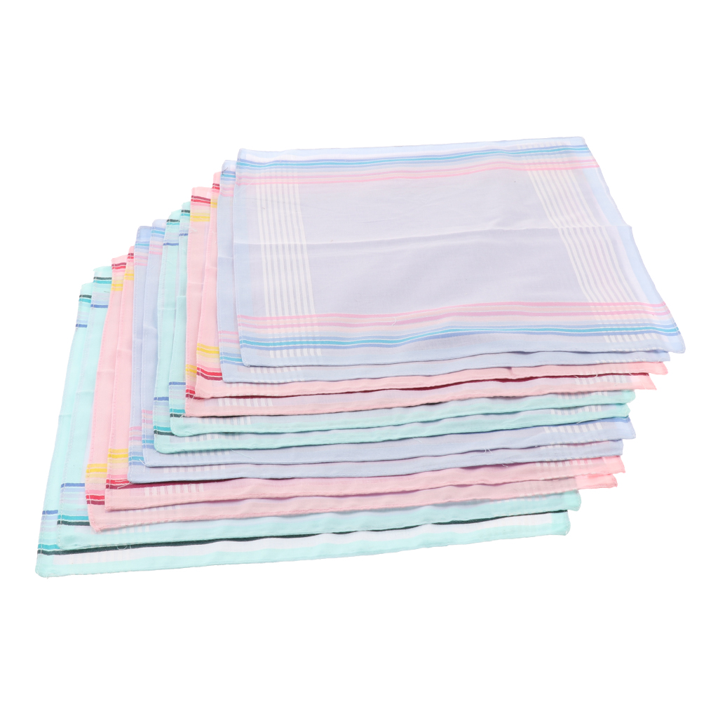 Pack of 12 Pure Cotton Handkerchiefs for Men in Assorted Colors