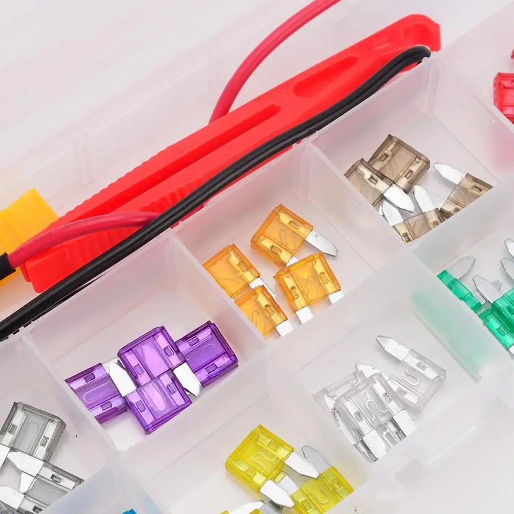 Motorcycle Car Boat Small Fuse Replacement Kit 2A/3A/5A/7.5A/10A/15A/20A/25A/30A/35A - Fuse Puller Included