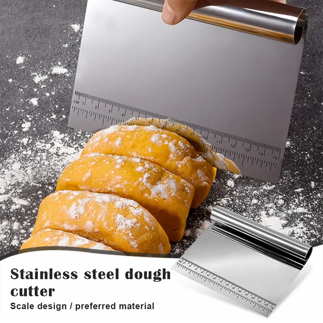 1 Pcs Stainless Steel Dough Scraper Pizza Dough Knife Home Slicing Sandwich  Bread Knife Baking Scraper With Scale Baking Tools - AliExpress