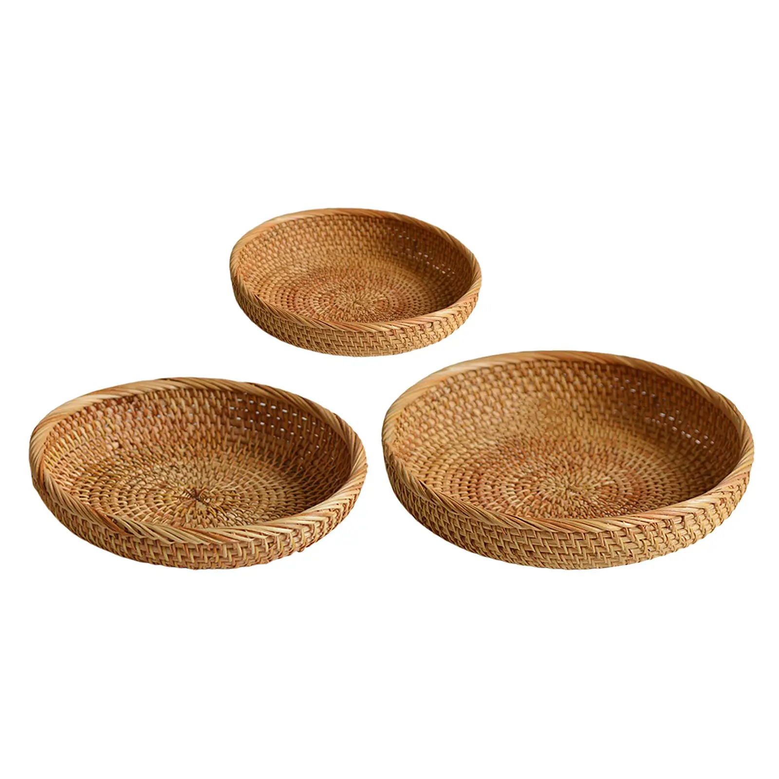 Serving Tray Woven Round Bread Basket Rattan Cracker Tray Storage Tray for Tabletop Decor Parties Fruit Kitchen Display