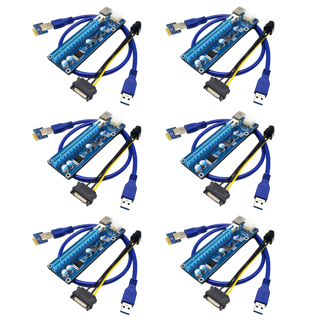 60cm Laptop PCI-E PCI-e Riser Express 1x to 16x USB3.0 USB 6Pin Graphics Extension Card Power Adapter Cable 