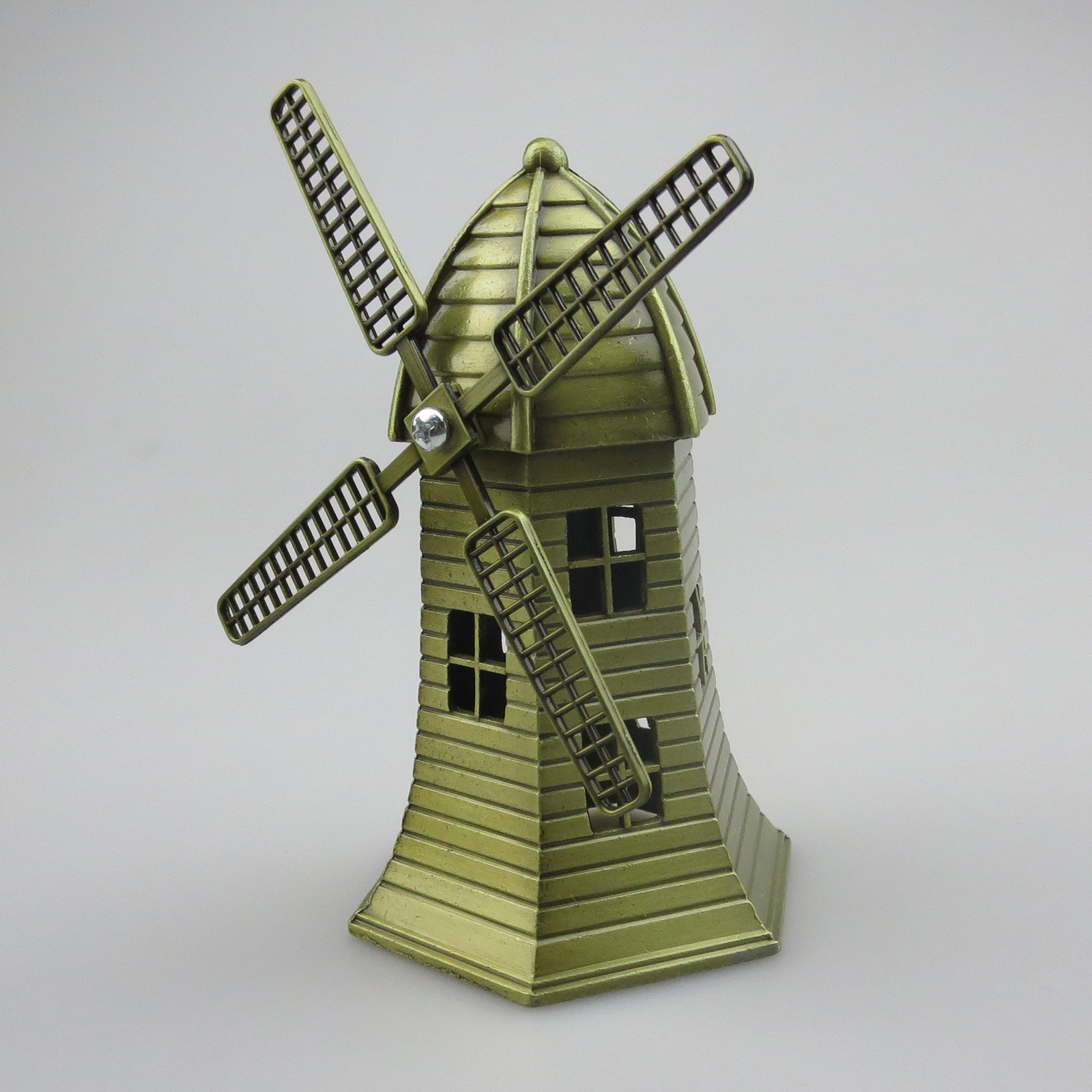 Retro Bronze Dutch Windmill Statue Living Room Gifts Party Desktop Ornaments