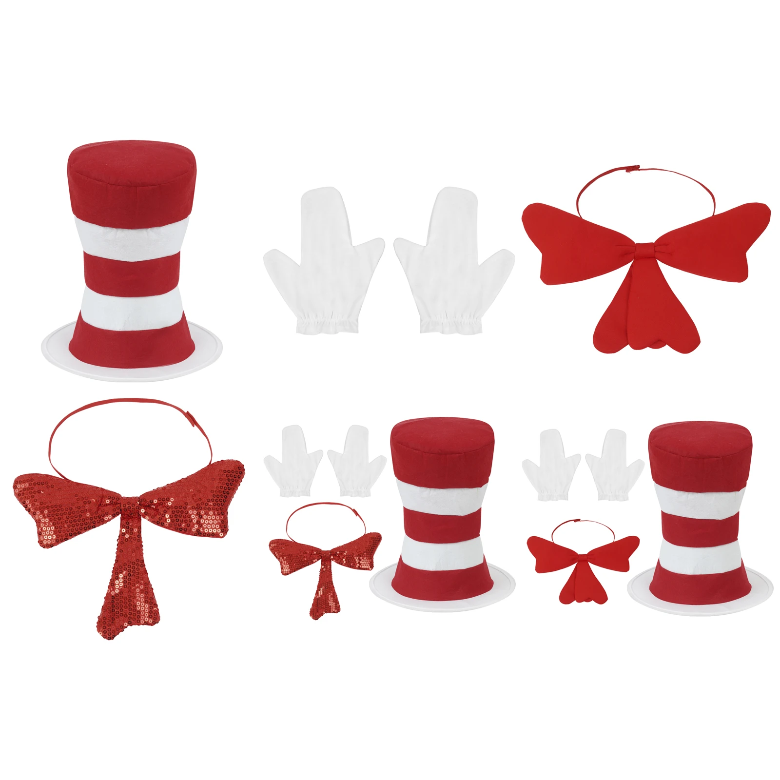 Kids Children Dr - Cat in the Hat Dress Cosplay Costume Halloween Carnival Christmas Party Hat Short Gloves Sequins Bowknot Suit winifred sanderson costume