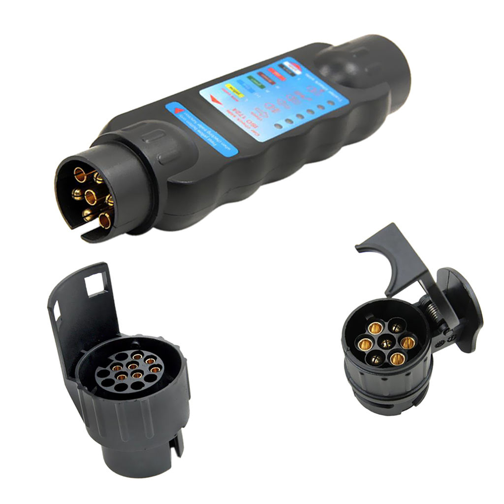 1 Set 7/13Pin Car Plug Socket Tester Trailer Towing Tow Bar Light Wiring Circuit Tester Kit For Auto RV Truck Trailer Etc 7 LED