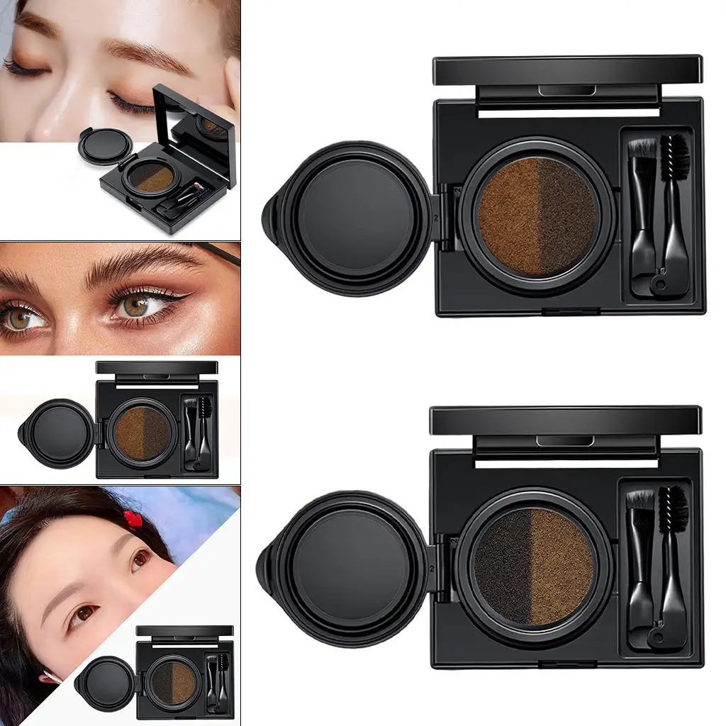 2 Color Eyebrow Powder Built in Mirror Cosmetic Set Waterproof Makeup Shading Kit Long-Lasting with Brush Eye Brow Palette Girl