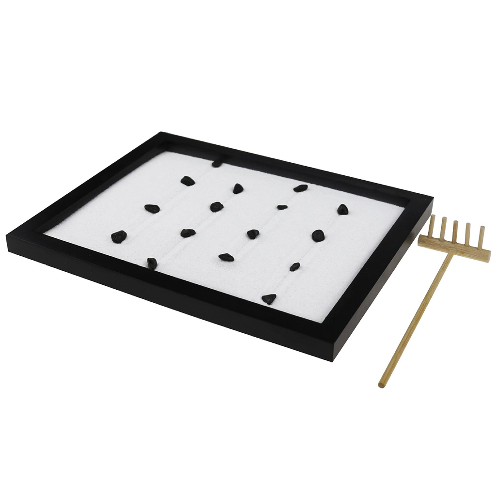 Zen Garden Set  with Free Rake Base Tray Nature Stone for Desk and Office