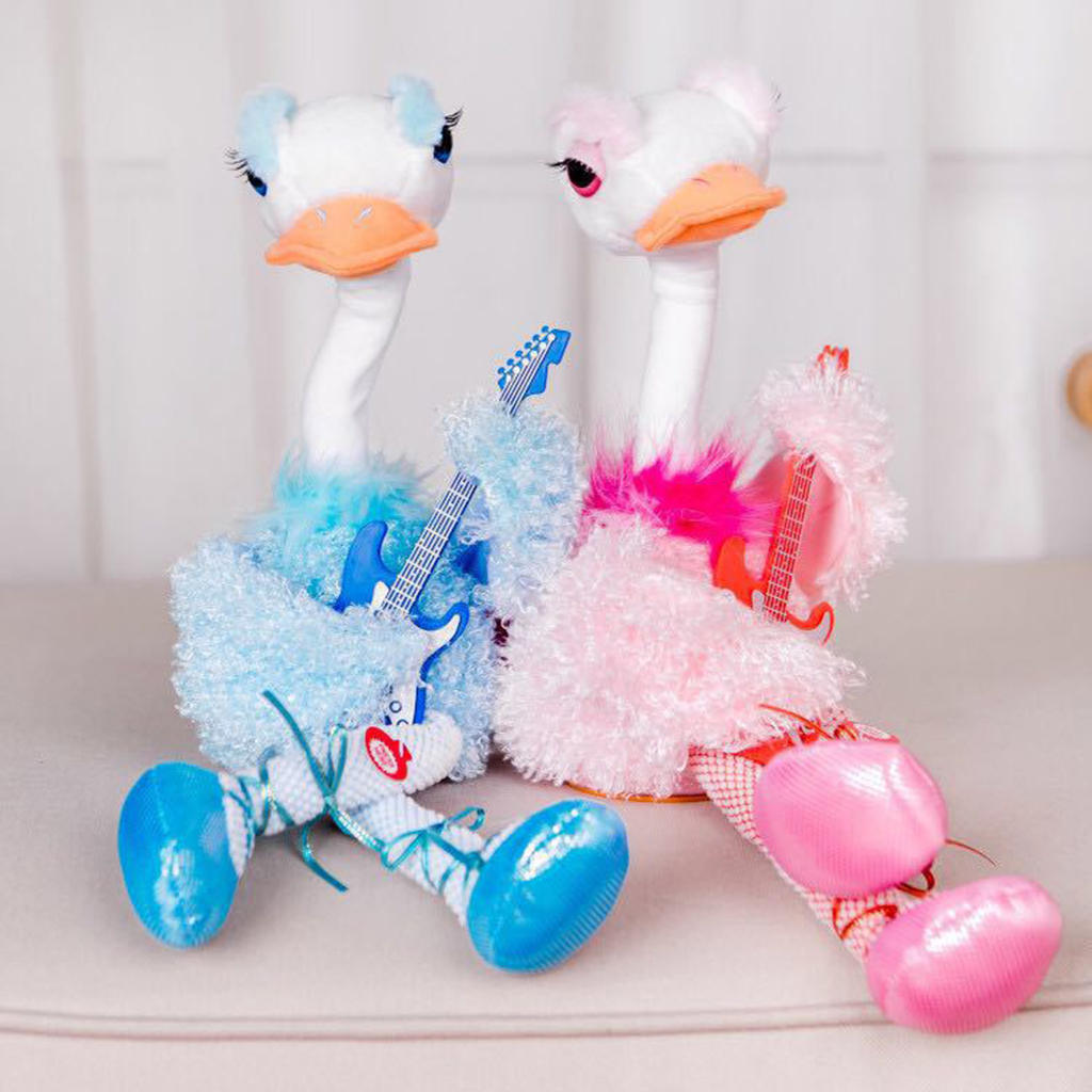 Lovely Electric Soft Plush Flamingo Holding Guitar Toy Dancing Singing Stuffed Doll Kids Gift Home Decor