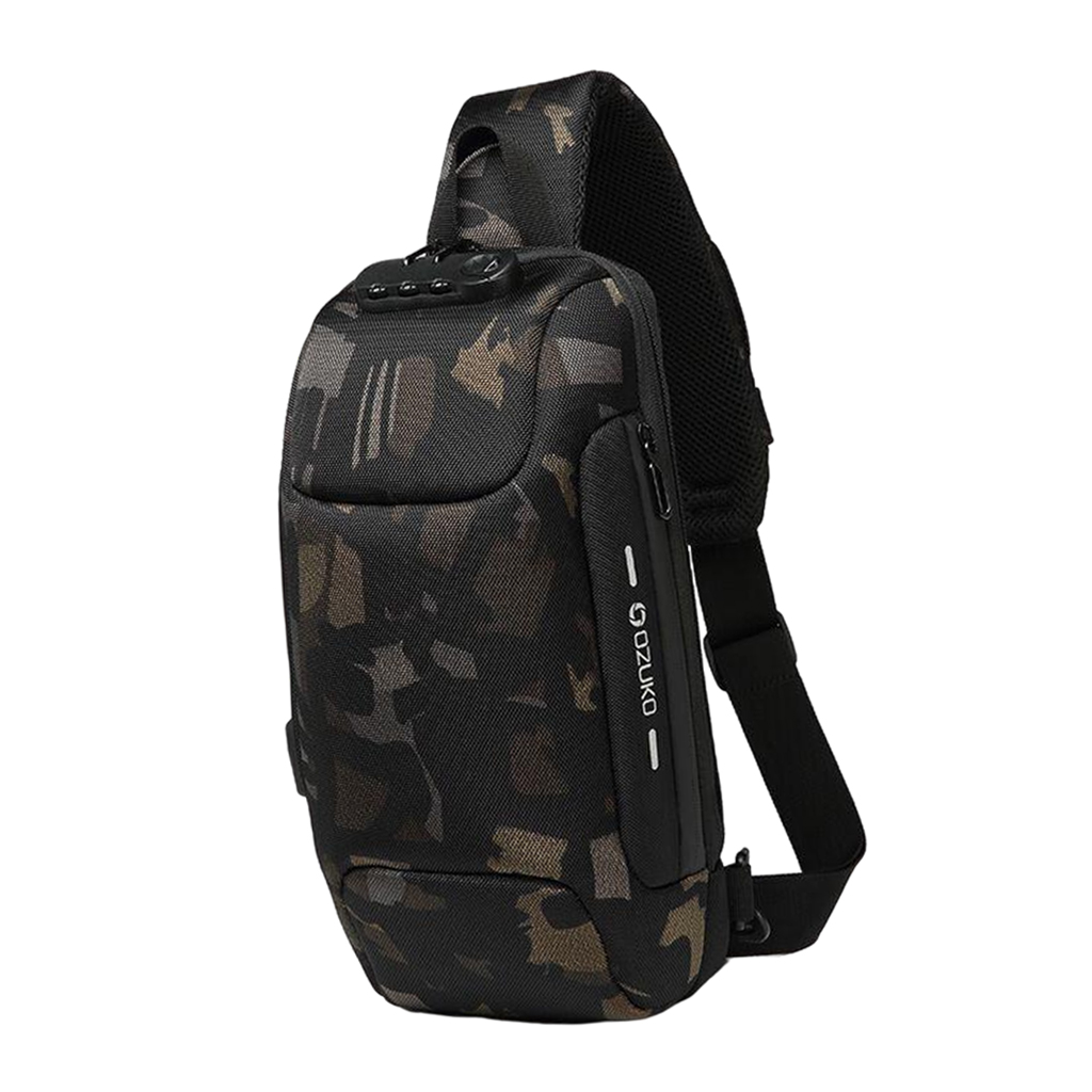 Sling Bag Shoulder Waterproof with USB Charging Port for Men  camouflage