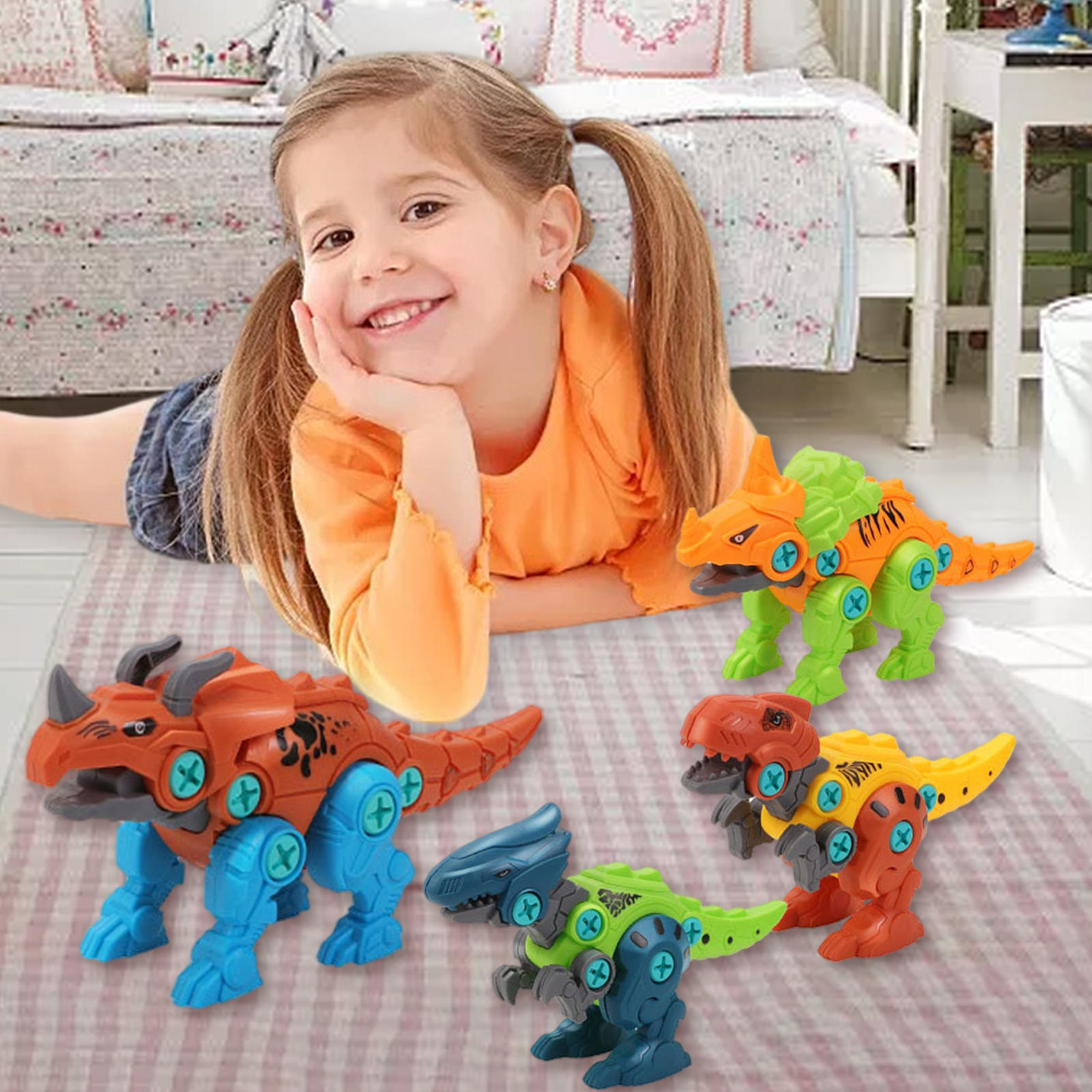 Take Apart Dinosaur Toys Portable Electric Drill Learning Educational Animals Stem Playset for Kids Boys Girls Teenager Toddler