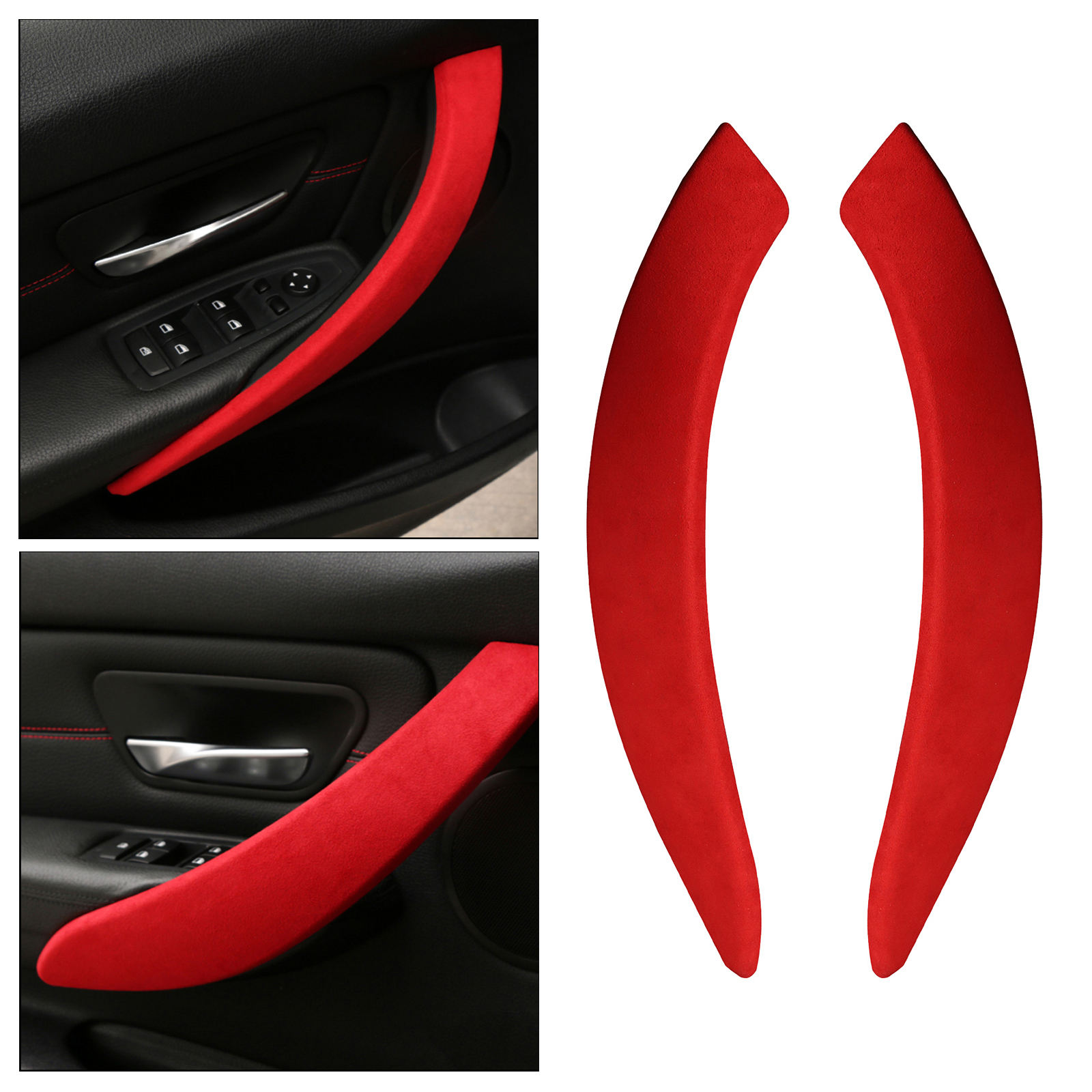 2x Left Right Interior Car Door Pull Handle, Armrest Trim Strap Compatible with BMW F30 F34 F36 Car Replacement Parts Acc