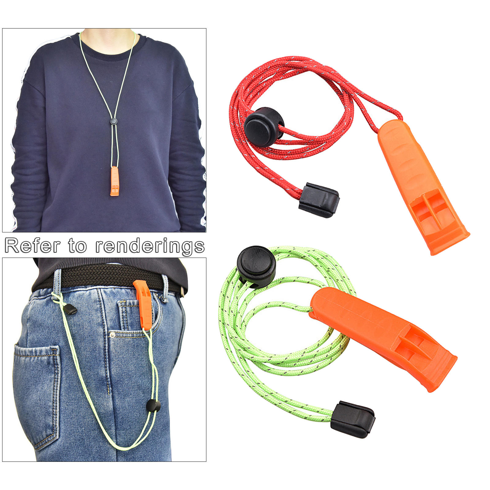 Plastic Emergency Whistles Portable Outdoor Survival Whistle Loud Sound with Lanyard for Camping Hiking Kayak Fishing Lifeguard