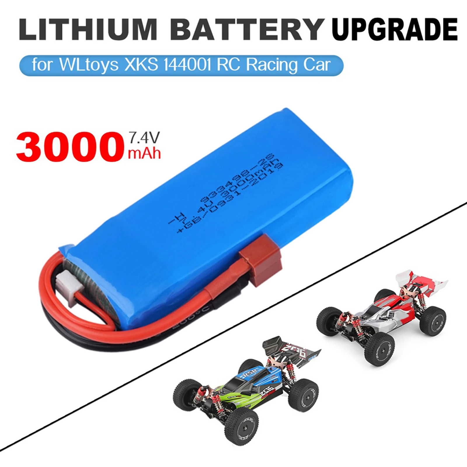 Rechargeable 2S 7.4V 3000mAh Lithium Polymer Batteries for WLTOYS XKS 144001 1240181 Remote Control RC Model Car