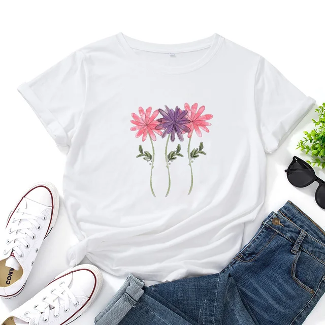 Watercolor Flower Floral Trend Graphic T Shirt Top Casual Clothing