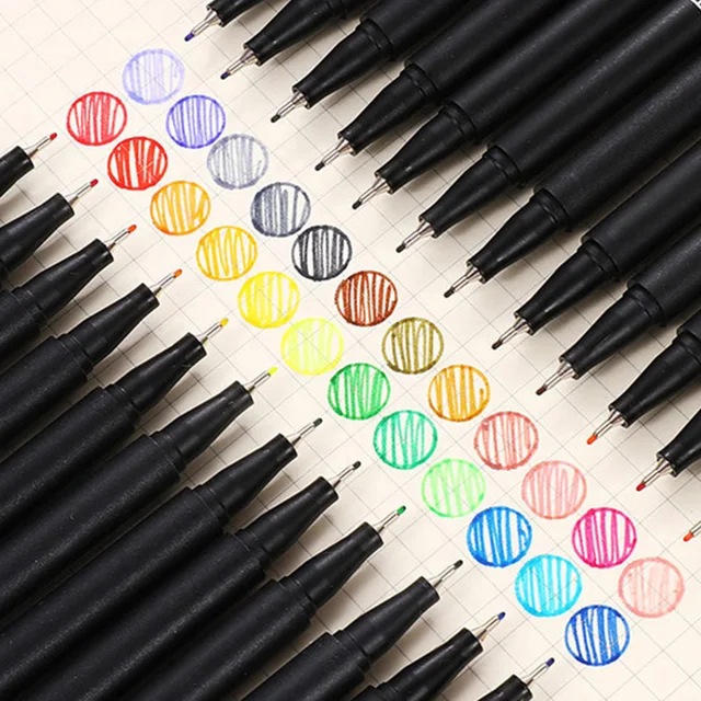 Sipa 10 Pcs/Set Color Pens Fine Tip 0.38mm Slim Plastic Fineliner