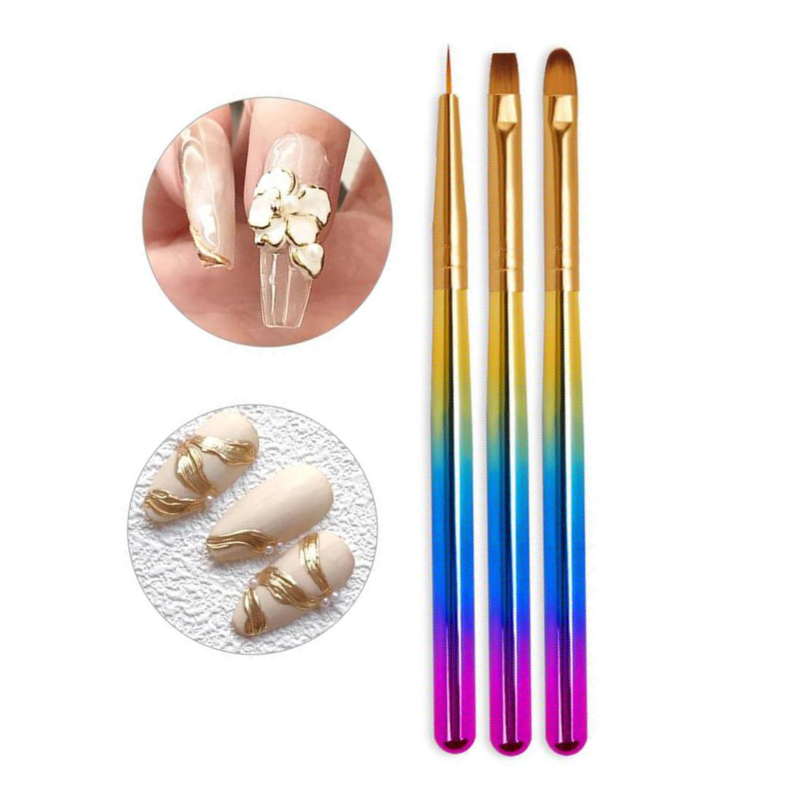 3 Pcs/set Nail Art Brush Set Nail Painting Brushes Liner Brush Nail Art DIY