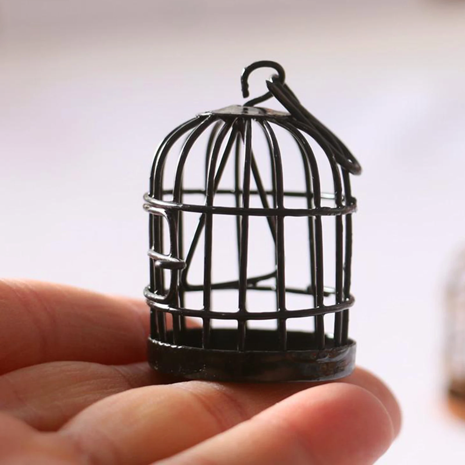 1:12 Scale Doll House Miniature,Black Metal Alloy Birdcage,Simulation Living Room Furniture Supplies,Scenery Decoration