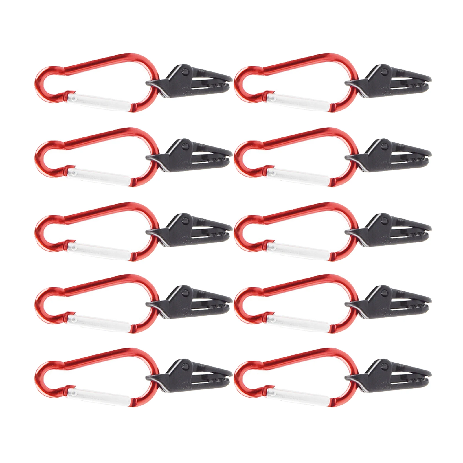 10x Tent Tarp Clamp Clip with D-Shaped Carabiners Durable Plastic Tarp Clips Lock Tent for Camping Hiking Field Hunting