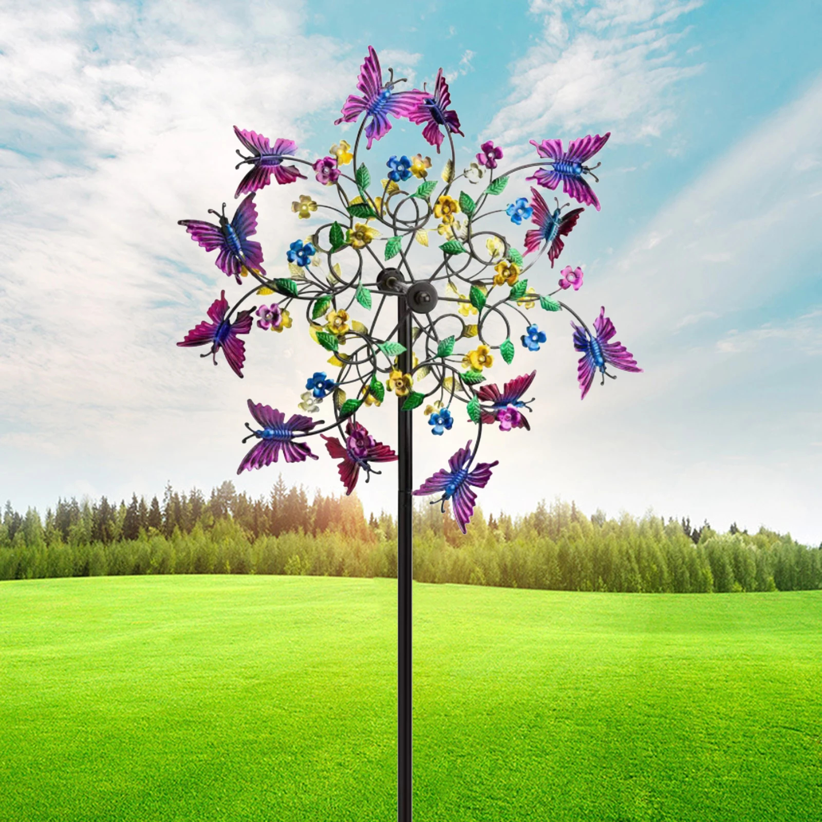 Metal Wind Spinner Windmill Outdoor Lawn Decoration Patio Sculpture Ornament