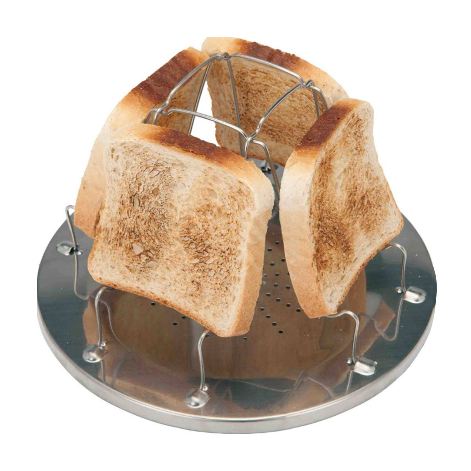 Tray Porous 4 Slice Foldable Stainless Steel Cookware Convenient Bread Toaster Rack for Cooking Camping Home Cooker Friends