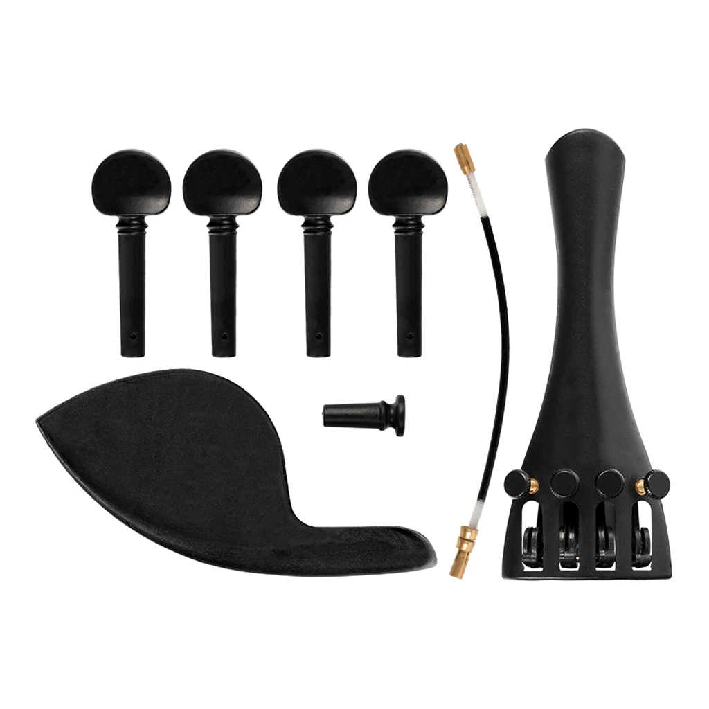 1/2 1/4 1/8 3/4 4/4 Violin Chinrest Tailpiece Fine Tuning Pegs Tailgut Endpin Kit Set Violin DIY Parts Musical Instruments Accs