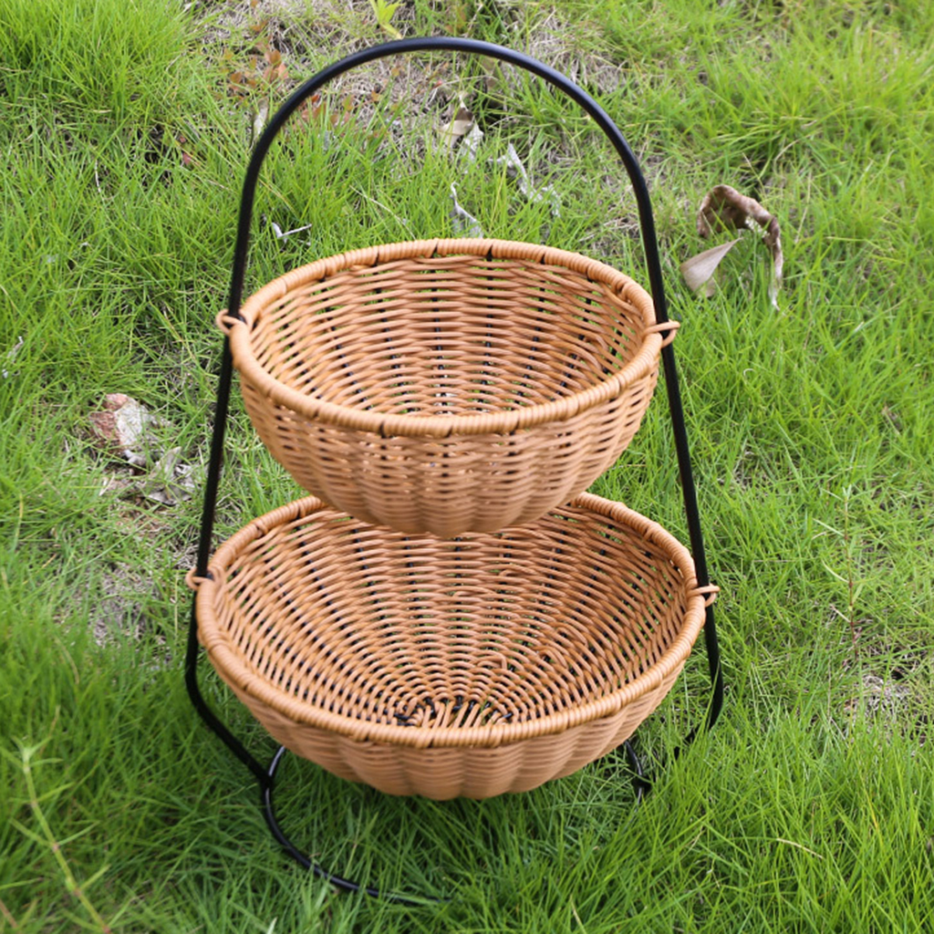2-Layer Fruit Vegetables Basket Fruit Bowl Bread Baskets Snacks Holder Kitchen Storage Baskets Stand Screws Free Design