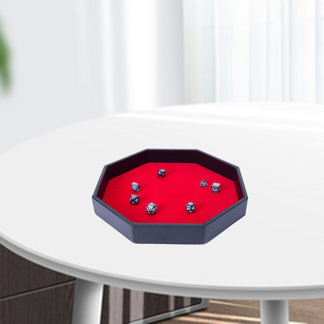 Portable Octagonal Dice Tray Red Velvet Rolling Mat Table Games RPG And D&D