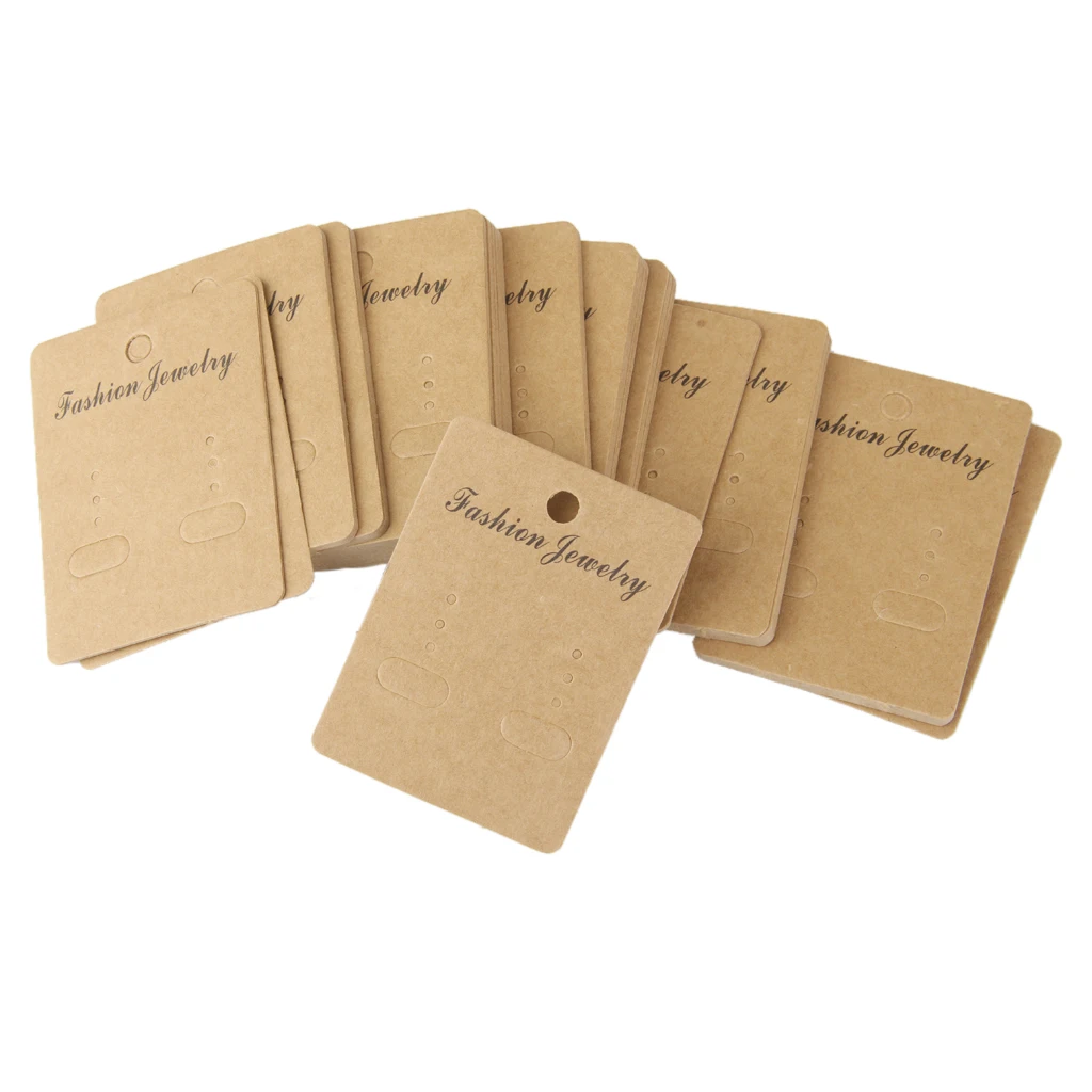 Rocutus 300 Pieces Earring Cards,Earring Display Card,Earring Card Holder Blank Kraft Paper Tags for DIY Ear Studs and Earrings 