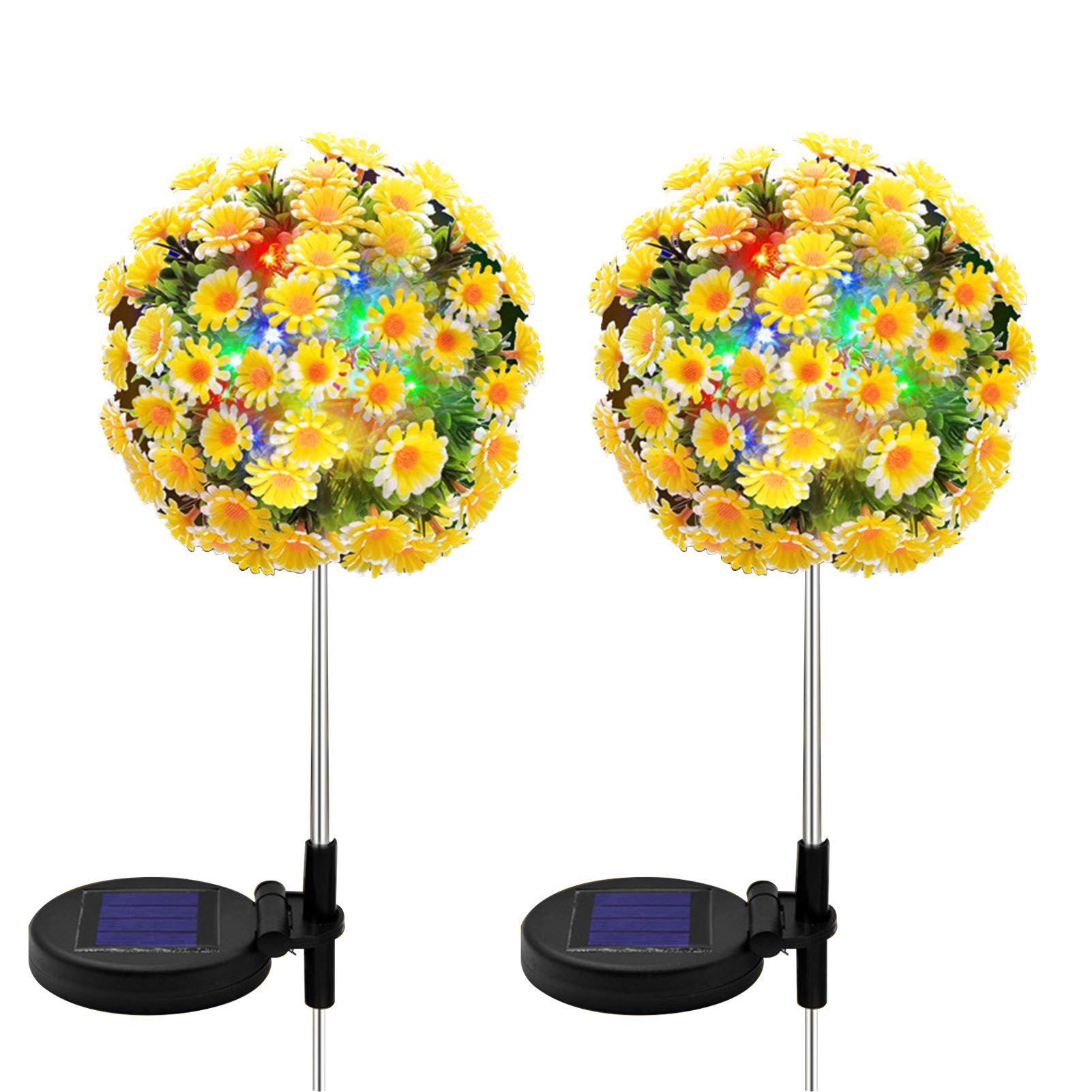 Decoração da Festa Jardim ao ar Paisagem Gramado Pathway 20 Leds Luz Solar Lâmpada Cerca Estaca Daisy Flor Bola Quintal Livre 2 Pçs 8 High Quality Luzes e Iluminação