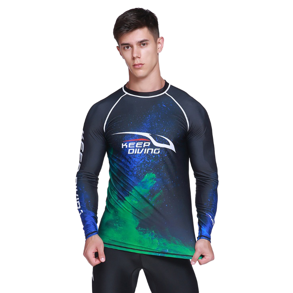 UPF 50+ Scuba Men Diving Wetsuit Long Sleeve Top Shirt Rash Guard for Surfing Snorkeling Swimming Various Sizes