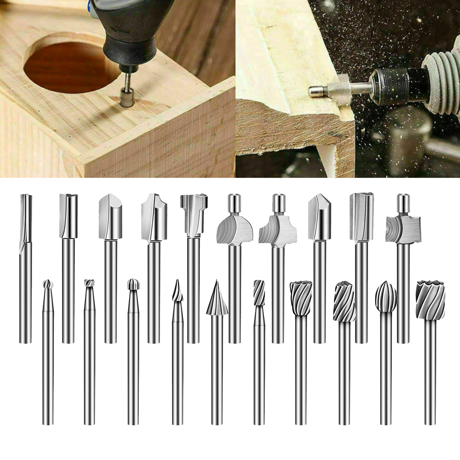 20x HSS Router Drilling Engraving Bits Grinding for Woodworking Carving