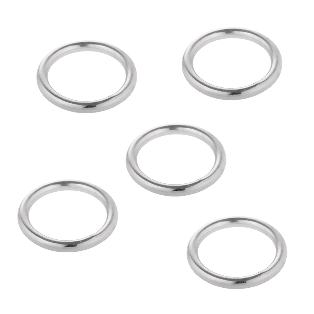 5-set Polished 304 Steel Round O Rings Marine Boat Welded 15/ 20/ 25/ 30/ 35mm